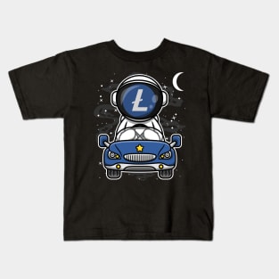 Astronaut Car Litecoin Lite Coin LTC To The Moon Crypto Token Cryptocurrency Wallet Birthday Gift For Men Women Kids Kids T-Shirt